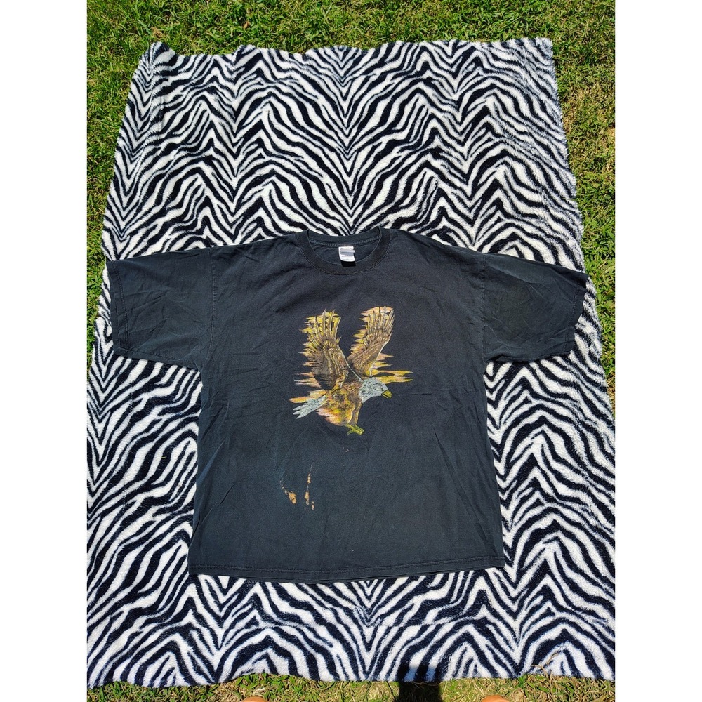 Vintage Bald Eagle T Shirt‎ Mens XXL Black Nature Animals USA Y2K Bird